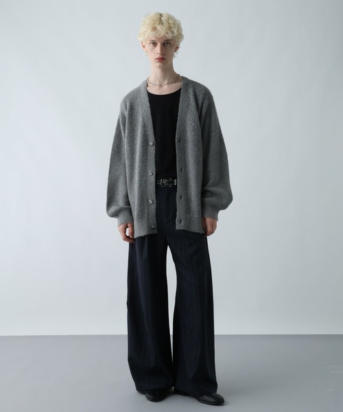 POETIQUE BOHEMIEN MEN グレー カーディガン セール】エレガントボタンモヘアニットカーディガン(HARE