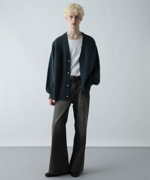 HARE（ハレ）の「エレガントボタンモヘアニットカーディガン(HARE)（カーディガン/ボレロ・メンズ・ブラック/グレー/グリーン・FREE）」の8枚目の写真