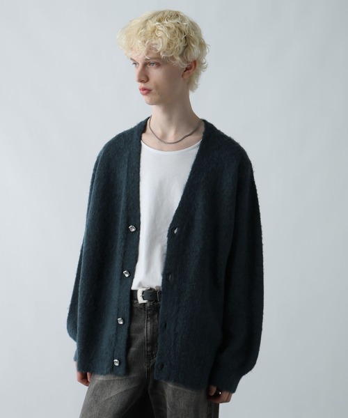 HARE（ハレ）の「エレガントボタンモヘアニットカーディガン(HARE)（カーディガン/ボレロ・メンズ・ブラック/グレー/グリーン・FREE）」の14枚目の写真