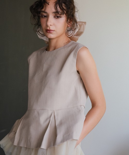 Callarus（カラルス）の「〔Callarus〕配色オーガンジービッグシュシュ（シュシュ・レディース・ブラック系/アイボリー系・FREE）」の4枚目の写真