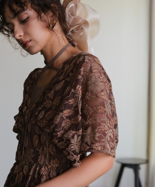 Callarus（カラルス）の「〔Callarus〕配色オーガンジービッグシュシュ（シュシュ・レディース・ブラック系/アイボリー系・FREE）」の7枚目の写真