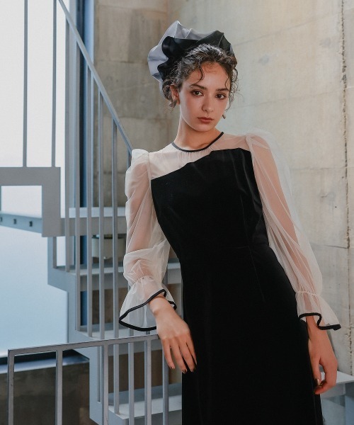 Callarus（カラルス）の「〔Callarus〕配色オーガンジービッグシュシュ（シュシュ・レディース・ブラック系/アイボリー系・FREE）」の12枚目の写真