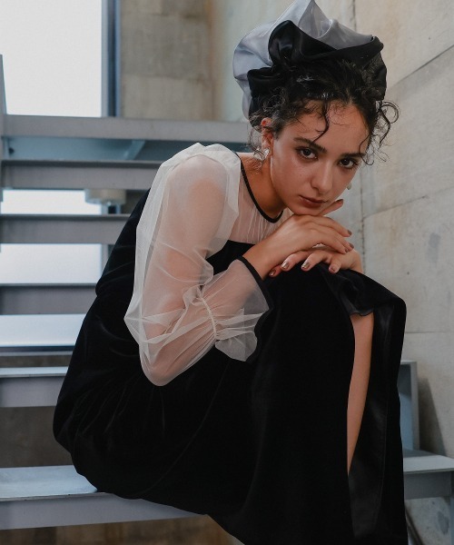 Callarus（カラルス）の「〔Callarus〕配色オーガンジービッグシュシュ（シュシュ・レディース・ブラック系/アイボリー系・FREE）」の14枚目の写真