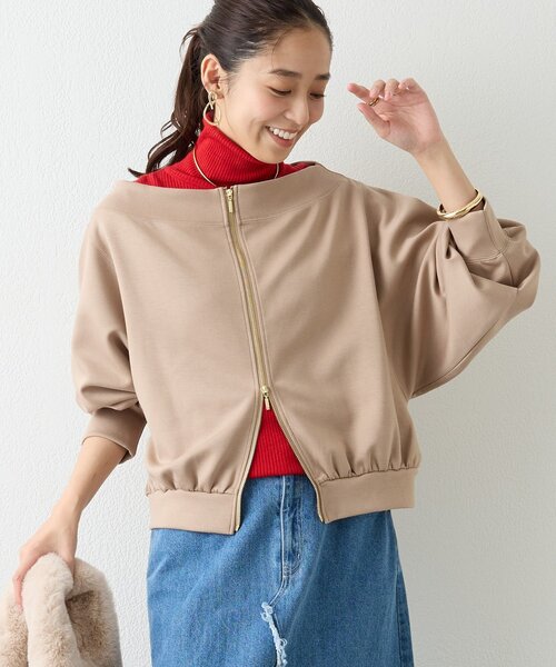 un dix cors（アンディコール）の「《着回し力抜群》2WAY刺繍ZIPプルオーバー（スウェット・レディース・ブラック/モカ/ピンク・FREE）」の3枚目の写真