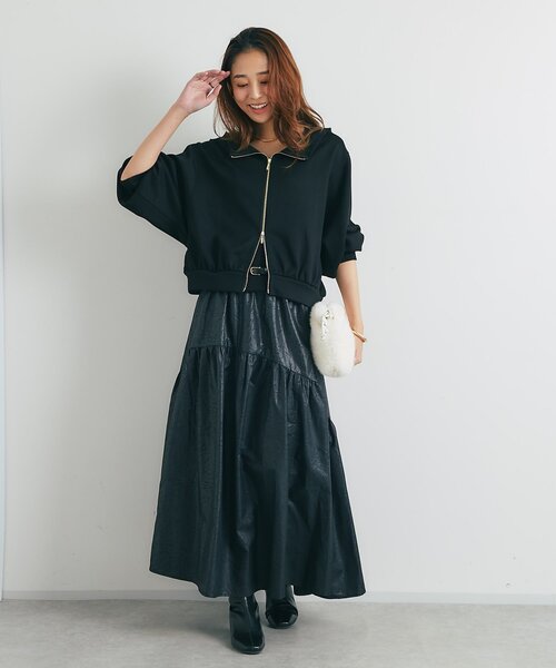 un dix cors（アンディコール）の「《着回し力抜群》2WAY刺繍ZIPプルオーバー（スウェット・レディース・ブラック/モカ/ピンク・FREE）」の18枚目の写真