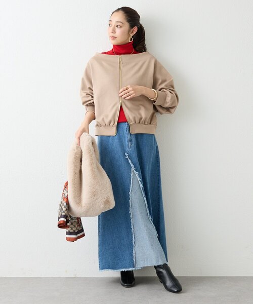 un dix cors（アンディコール）の「《着回し力抜群》2WAY刺繍ZIPプルオーバー（スウェット・レディース・ブラック/モカ/ピンク・FREE）」の4枚目の写真