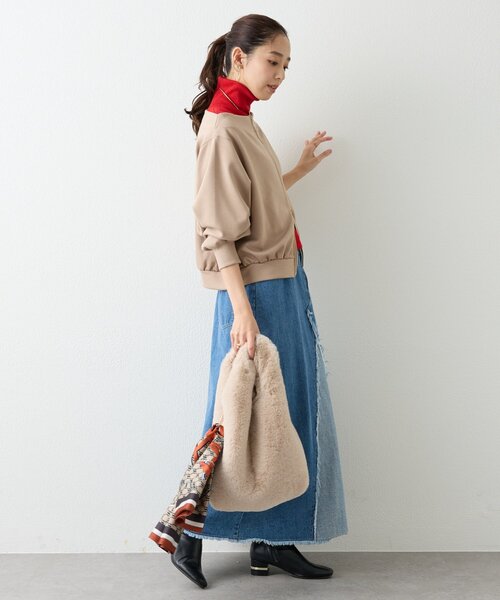 un dix cors（アンディコール）の「《着回し力抜群》2WAY刺繍ZIPプルオーバー（スウェット・レディース・ブラック/モカ/ピンク・FREE）」の5枚目の写真