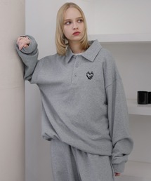 【セットアップ対応】ハートロゴ刺繍ドローコードポロスウェット
