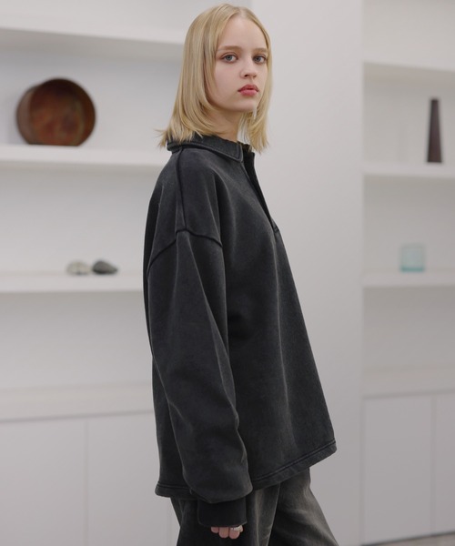 ROCHEM(ローシェン)の「【セットアップ対応】ハートロゴ刺繍ドローコードポロスウェット(スウェット・メンズ・グレー/ブラウン/ブラック/ネイビー・L/M/S/XS)」の7枚目の写真