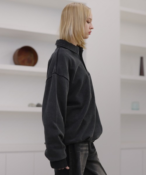 ROCHEM(ローシェン)の「【セットアップ対応】ハートロゴ刺繍ドローコードポロスウェット(スウェット・メンズ・グレー/ブラウン/ブラック/ネイビー・L/M/S/XS)」の8枚目の写真