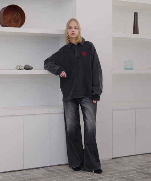 ROCHEM(ローシェン)の「【セットアップ対応】ハートロゴ刺繍ドローコードポロスウェット(スウェット・メンズ・グレー/ブラウン/ブラック/ネイビー・L/M/S/XS)」の14枚目の写真