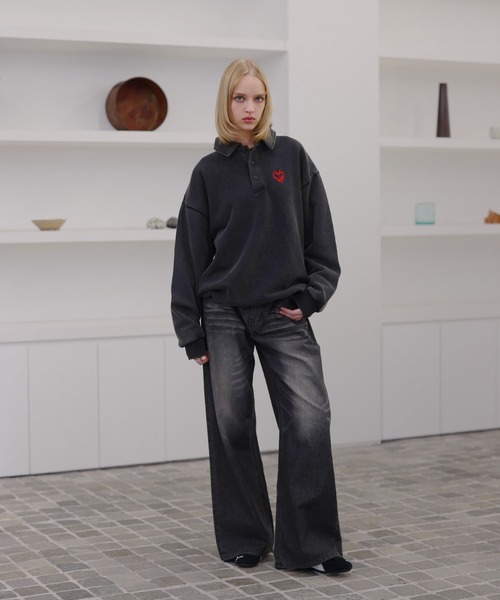 ROCHEM(ローシェン)の「【セットアップ対応】ハートロゴ刺繍ドローコードポロスウェット(スウェット・メンズ・グレー/ブラウン/ブラック/ネイビー・L/M/S/XS)」の15枚目の写真