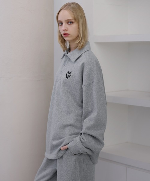 ROCHEM(ローシェン)の「【セットアップ対応】ハートロゴ刺繍ドローコードポロスウェット(スウェット・メンズ・グレー/ブラウン/ブラック/ネイビー・L/M/S/XS)」の19枚目の写真