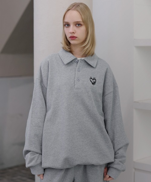 ROCHEM(ローシェン)の「【セットアップ対応】ハートロゴ刺繍ドローコードポロスウェット(スウェット・メンズ・グレー/ブラウン/ブラック/ネイビー・L/M/S/XS)」の20枚目の写真