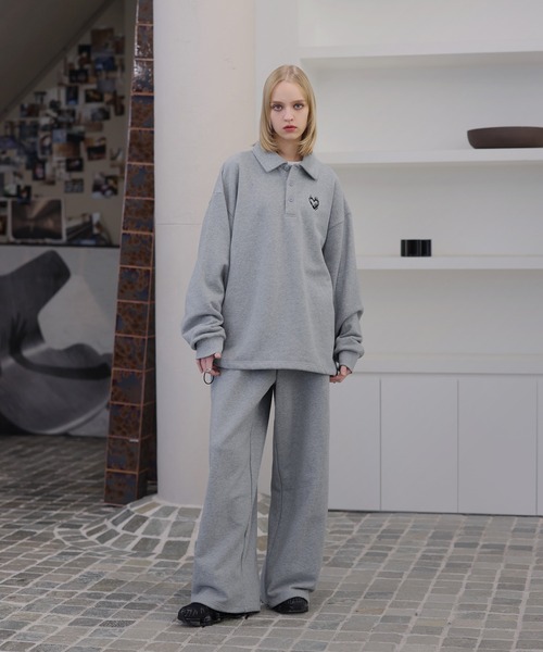 ROCHEM(ローシェン)の「【セットアップ対応】ハートロゴ刺繍ドローコードポロスウェット(スウェット・メンズ・グレー/ブラウン/ブラック/ネイビー・L/M/S/XS)」の22枚目の写真