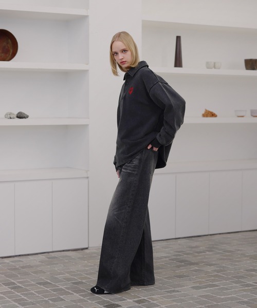 ROCHEM(ローシェン)の「【セットアップ対応】ハートロゴ刺繍ドローコードポロスウェット(スウェット・メンズ・グレー/ブラウン/ブラック/ネイビー・L/M/S/XS)」の13枚目の写真