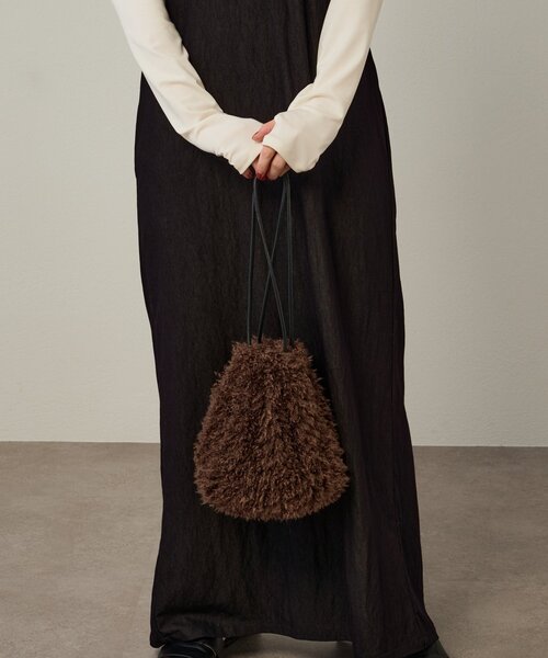 Omekashi(オメカシ)の「シャギー巾着(トートバッグ・レディース・ブラウン/グリーン・ONE SIZE)」の10枚目の写真
