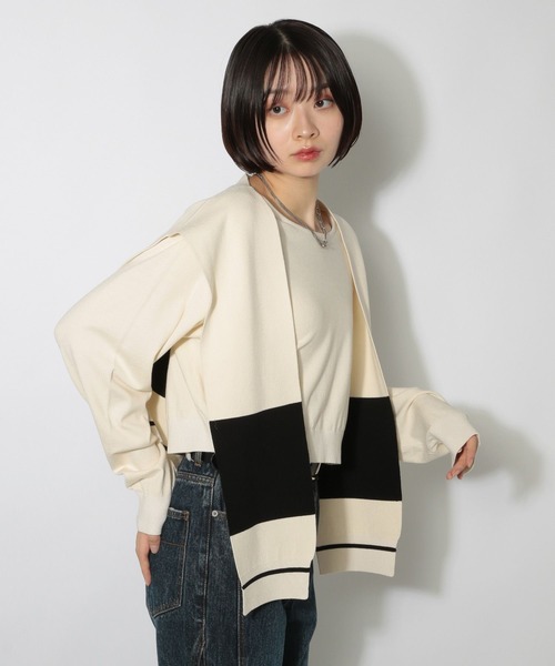 PAGEBOY(ページボーイ)の「ショルダーカーデSETニット(ニット/セーター・レディース・ブラウン/ブラック/オフホワイト・FREE)」の14枚目の写真