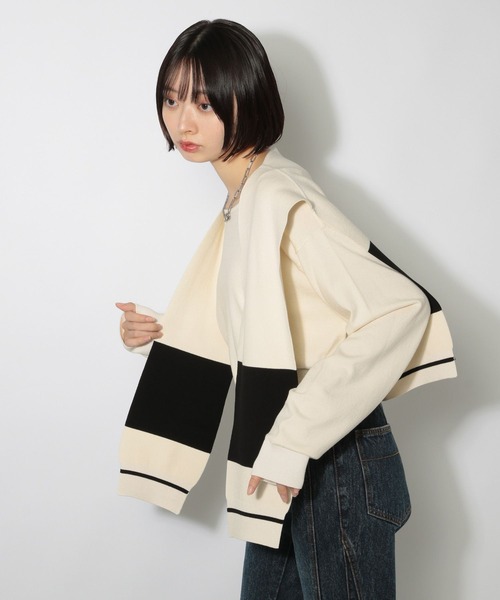 PAGEBOY(ページボーイ)の「ショルダーカーデSETニット(ニット/セーター・レディース・ブラウン/ブラック/オフホワイト・FREE)」の15枚目の写真