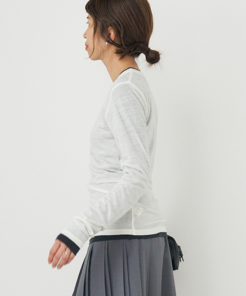 IENA（イエナ）の「《追加》Super120’sウールクルーネックプルオーバー（Tシャツ/カットソー・レディース・ホワイト/レッド/チャコールグレー・FREE）」の15枚目の写真