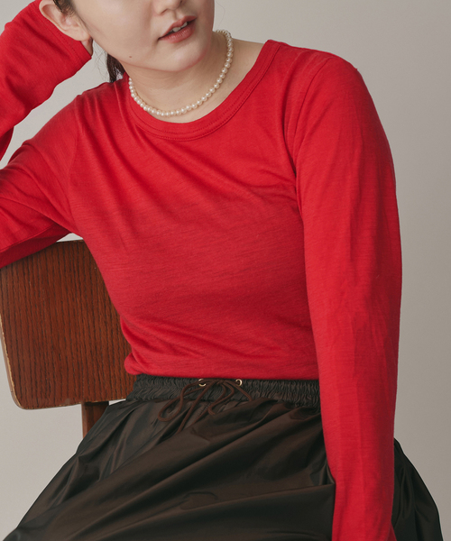 IENA（イエナ）の「《追加》Super120’sウールクルーネックプルオーバー（Tシャツ/カットソー・レディース・ホワイト/レッド/チャコールグレー・FREE）」の20枚目の写真