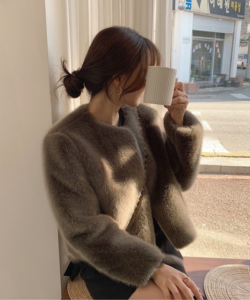 CHUL(チュル)の「エコファーショートジャケット(その他アウター・レディース・グレー/ブラウン・MEDIUM/SMALL)」の2枚目の写真