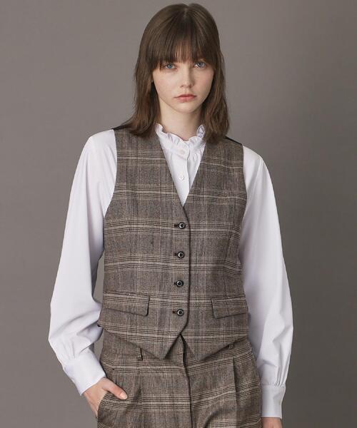 DRESSTERIOR(ドレステリア)の「【otonaMUSE 11月号掲載】サキソニーグレンチェックジレ(ベスト・レディース・ダークブラウン系1・36/38)」の1枚目の写真
