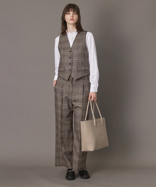 DRESSTERIOR(ドレステリア)の「【otonaMUSE 11月号掲載】サキソニーグレンチェックジレ(ベスト・レディース・ダークブラウン系1・36/38)」の3枚目の写真