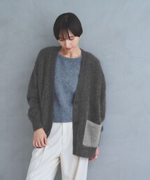 極美品　ユナイテッドアローズ　カラースパンコールニットカーディガン　グレー UNITED ARROWS｜ユナイテッドアローズのカーディガン/ボレロ（グレー