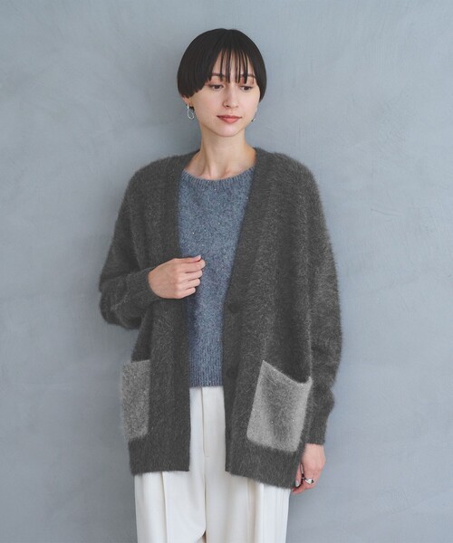 フォックスカシミヤ スパンコール ミドル カーディガン（カーディガン
