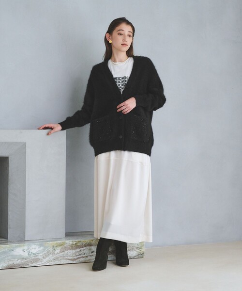セール】フォックスカシミヤ スパンコール ミドル カーディガン