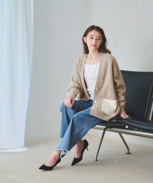 フォックスカシミヤ スパンコール ミドル カーディガン（カーディガン