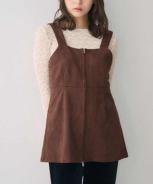 RETRO GIRL（レトロガール）の「スウェードチュニックOP（チュニック・レディース・ダークブラウン/チャコールグレー/キャメル・FREE）」の3枚目の写真