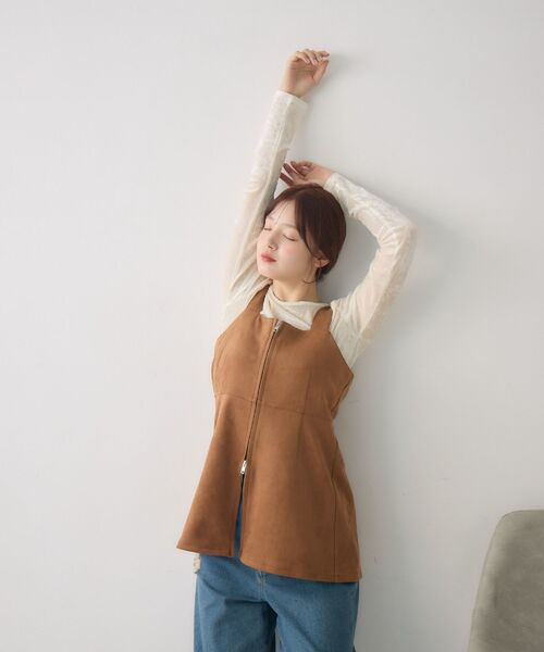 RETRO GIRL（レトロガール）の「スウェードチュニックOP（チュニック・レディース・ダークブラウン/チャコールグレー/キャメル・FREE）」の4枚目の写真