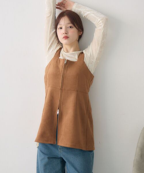 RETRO GIRL（レトロガール）の「スウェードチュニックOP（チュニック・レディース・ダークブラウン/チャコールグレー/キャメル・FREE）」の5枚目の写真