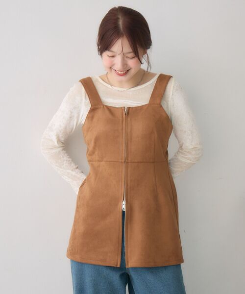 RETRO GIRL（レトロガール）の「スウェードチュニックOP（チュニック・レディース・ダークブラウン/チャコールグレー/キャメル・FREE）」の10枚目の写真