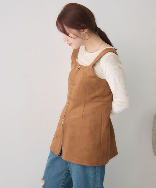 RETRO GIRL（レトロガール）の「スウェードチュニックOP（チュニック・レディース・ダークブラウン/チャコールグレー/キャメル・FREE）」の13枚目の写真