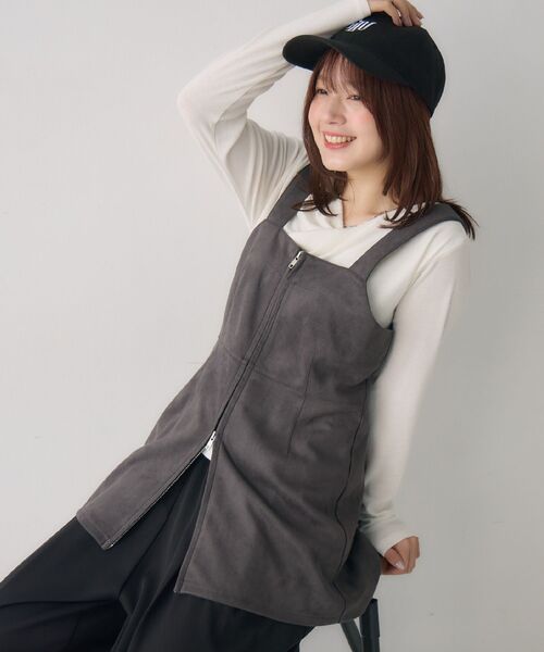 RETRO GIRL（レトロガール）の「スウェードチュニックOP（チュニック・レディース・ダークブラウン/チャコールグレー/キャメル・FREE）」の14枚目の写真