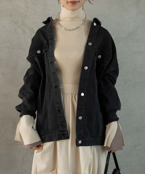 Muffiny（マフィニー）の「オーバーデニムジャケット（Tシャツ/カットソー・レディース・ブルー/ブラック・MEDIUM）」の9枚目の写真
