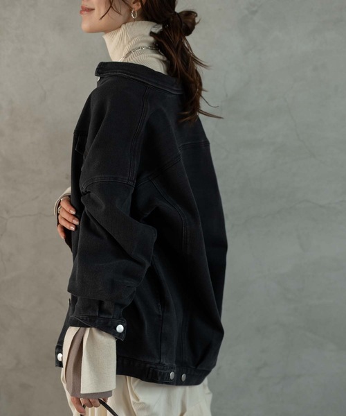 Muffiny（マフィニー）の「オーバーデニムジャケット（Tシャツ/カットソー・レディース・ブルー/ブラック・MEDIUM）」の18枚目の写真