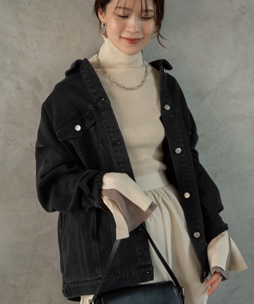 Muffiny（マフィニー）の「オーバーデニムジャケット（Tシャツ/カットソー・レディース・ブルー/ブラック・MEDIUM）」の17枚目の写真
