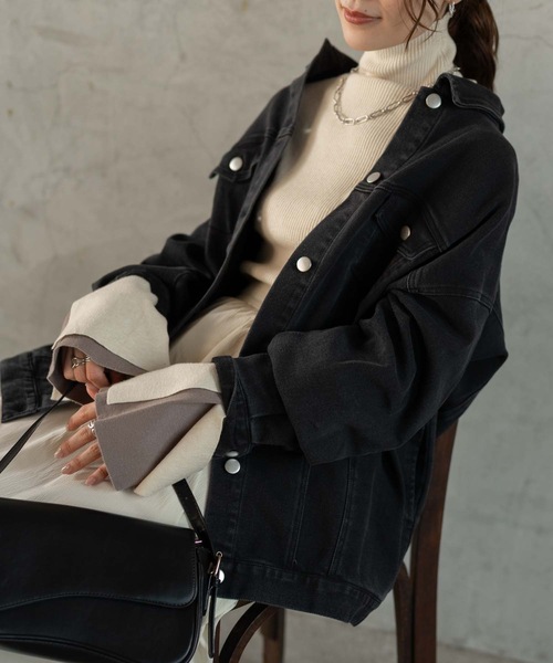 Muffiny（マフィニー）の「オーバーデニムジャケット（Tシャツ/カットソー・レディース・ブルー/ブラック・MEDIUM）」の19枚目の写真