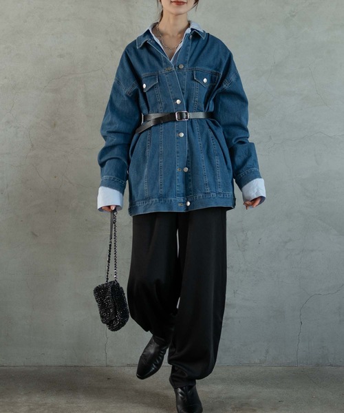 Muffiny（マフィニー）の「オーバーデニムジャケット（Tシャツ/カットソー・レディース・ブルー/ブラック・MEDIUM）」の22枚目の写真