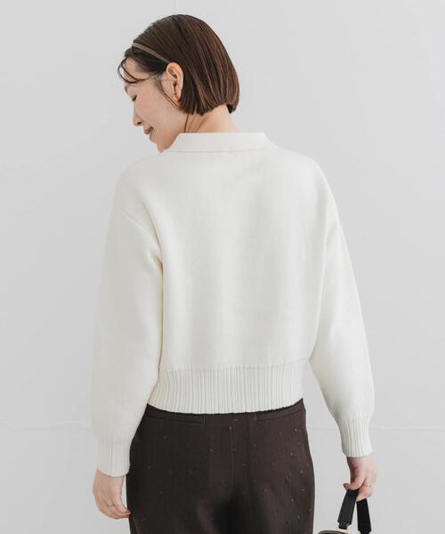 F by ROSSO コットンカシミヤ衿パールニット（ニット/セーター