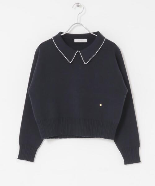 セール】F by ROSSO コットンカシミヤ衿パールニット（ニット/セーター