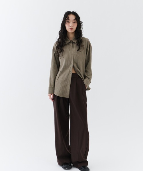 NUJOH（ヌゾ）の「Flow Stripe Shirt / フロウ・ストライプシャツ（シャツ/ブラウス・レディース・ブラウン/カーキ/ベージュ・FREE）」の11枚目の写真