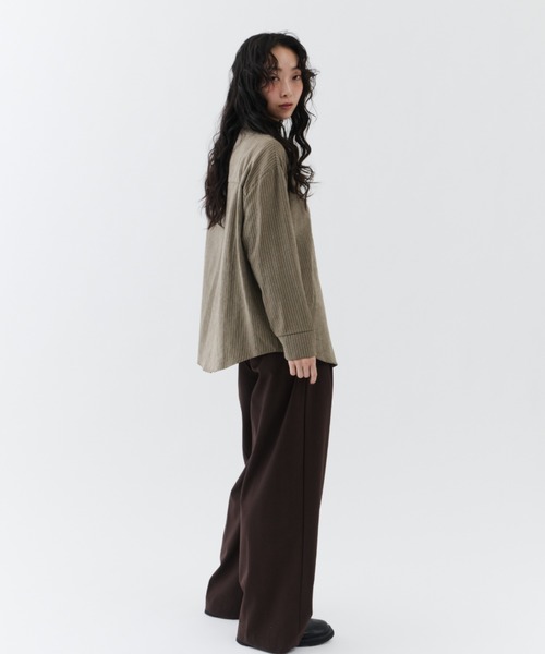 NUJOH（ヌゾ）の「Flow Stripe Shirt / フロウ・ストライプシャツ（シャツ/ブラウス・レディース・ブラウン/カーキ/ベージュ・FREE）」の13枚目の写真