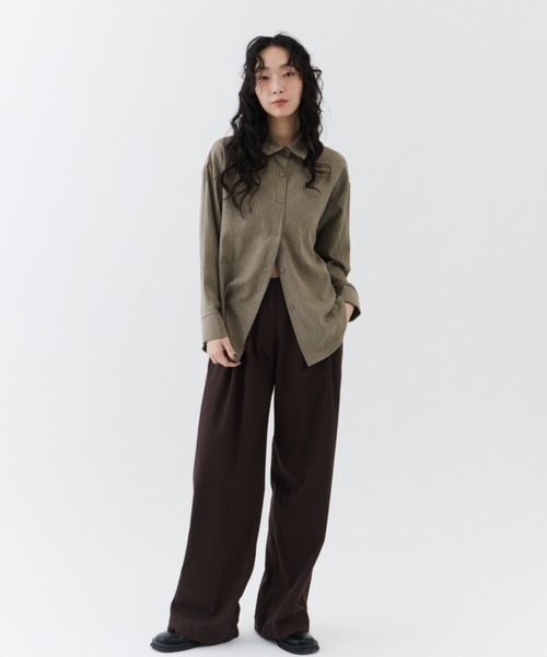 NUJOH（ヌゾ）の「Flow Stripe Shirt / フロウ・ストライプシャツ（シャツ/ブラウス・レディース・ブラウン/カーキ/ベージュ・FREE）」の16枚目の写真