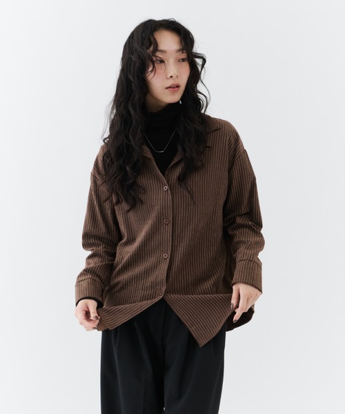 NUJOH（ヌゾ）の「Flow Stripe Shirt / フロウ・ストライプシャツ（シャツ/ブラウス・レディース・ブラウン/カーキ/ベージュ・FREE）」の21枚目の写真