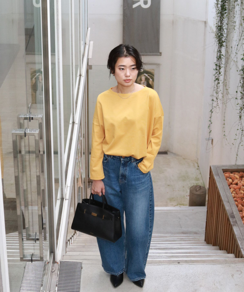 Rouge vif Anna(ルージュヴィフアンナ)の「【一部店舗限定】エコポリコット天竺プルオーバー/ ロングスリーブTシャツ(Tシャツ/カットソー・レディース・ブラック/イエロー・フリー)」の9枚目の写真
